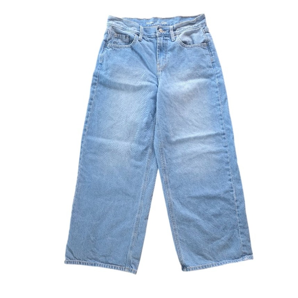 Old Navy Wow Baggy Wide Leg Jeans Women 2 Short Light Blue‎ 90s Y2K Skater Core
